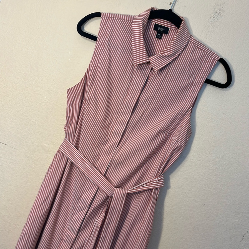 Target Mossimo Striped Sleeveless Shirt Midi Dress Pockets